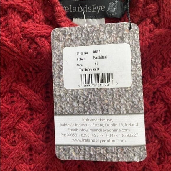 Ireland's Eye Wool Cashmere Cable Knit Sweater Red Size M/L - Picture 10 of 16